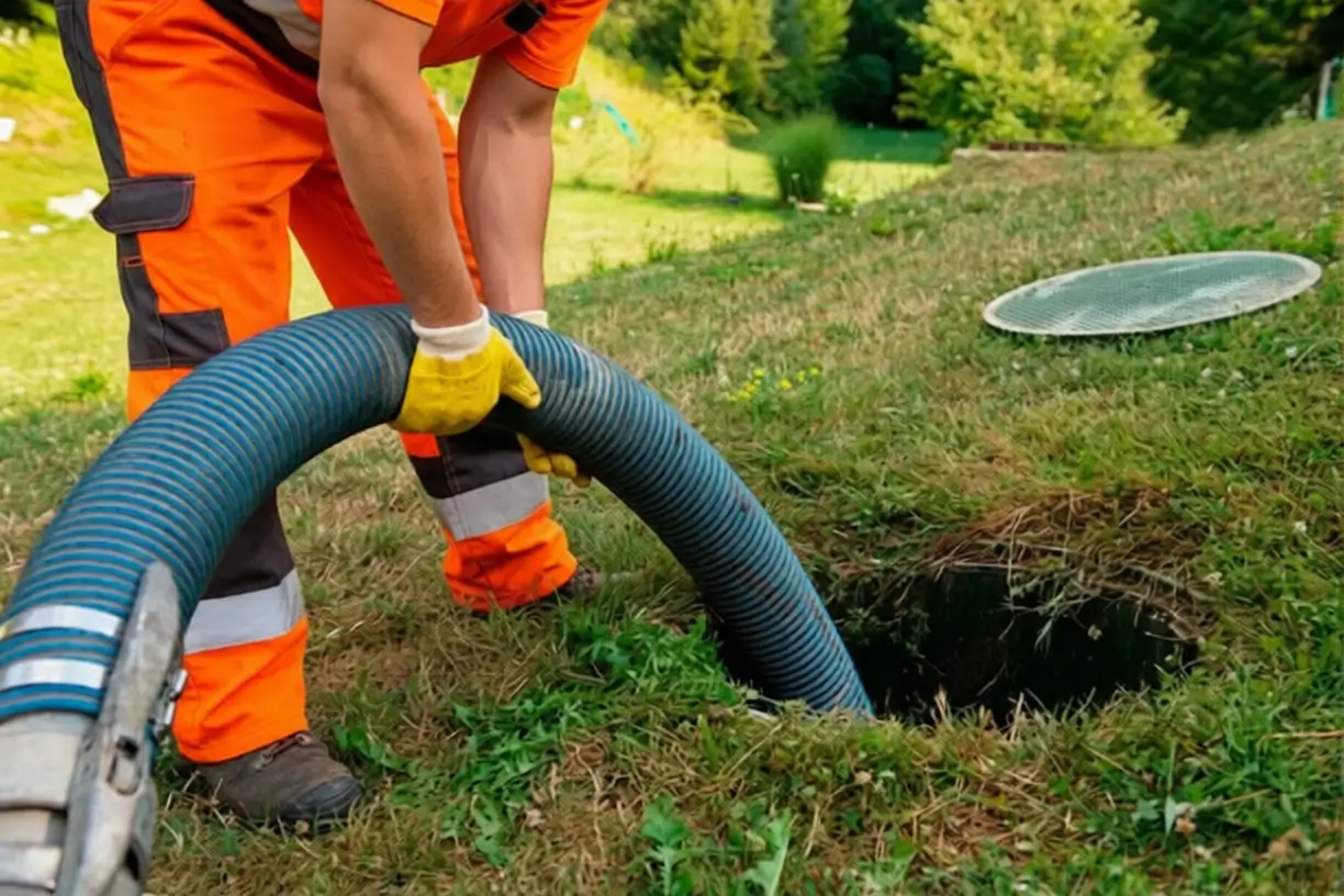 Technicien debouchage-vidange-hautes-pyrenees vidange fosse septique sur pelouse à Tarbes